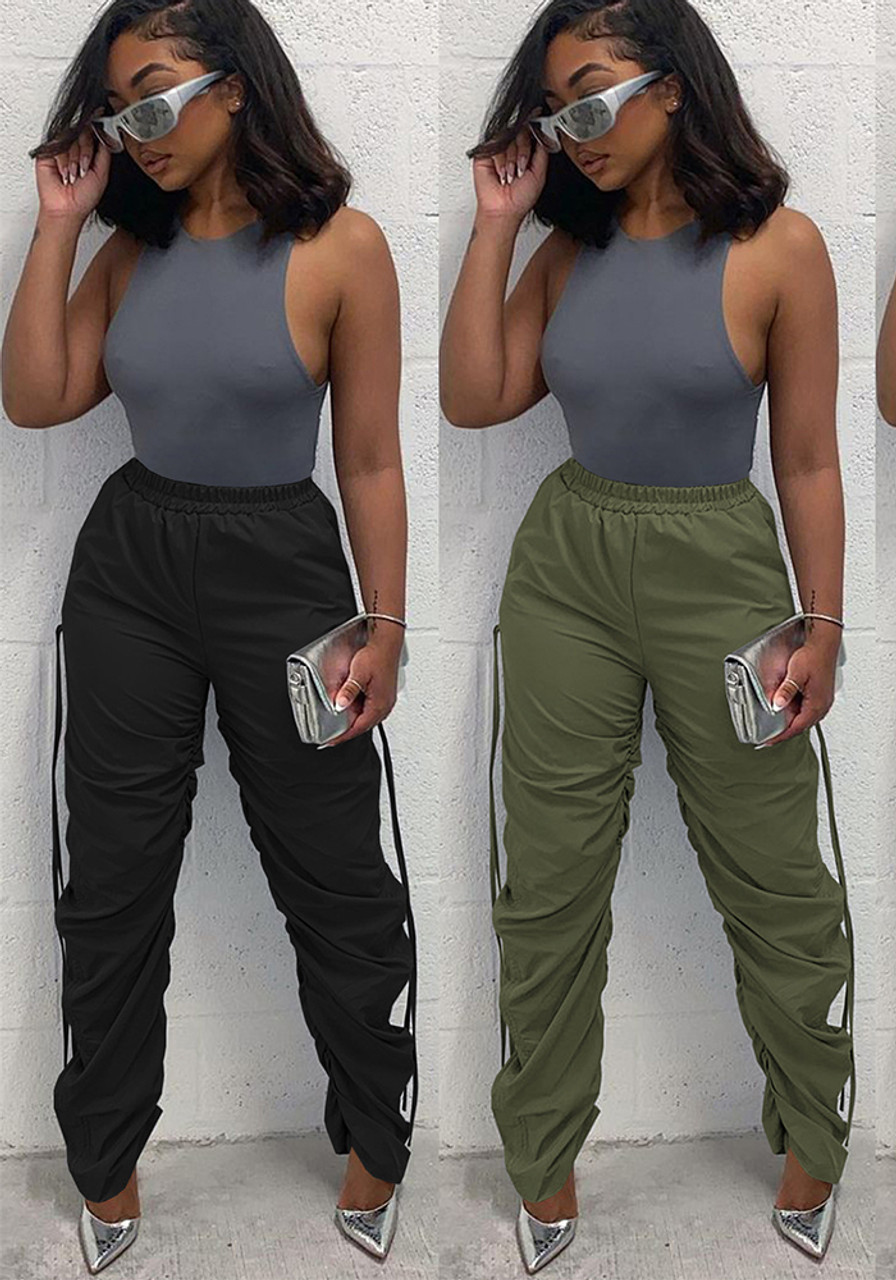 Bigersell Women Work Pants Womens Wide Leg Linen Pants Drawstring Elastic  Waist Loose Fit Long Lounge Pants Trousers with Pockets Dressy Casual  Straight Leg Summer Pants for Travel Beach Comfy Pants -